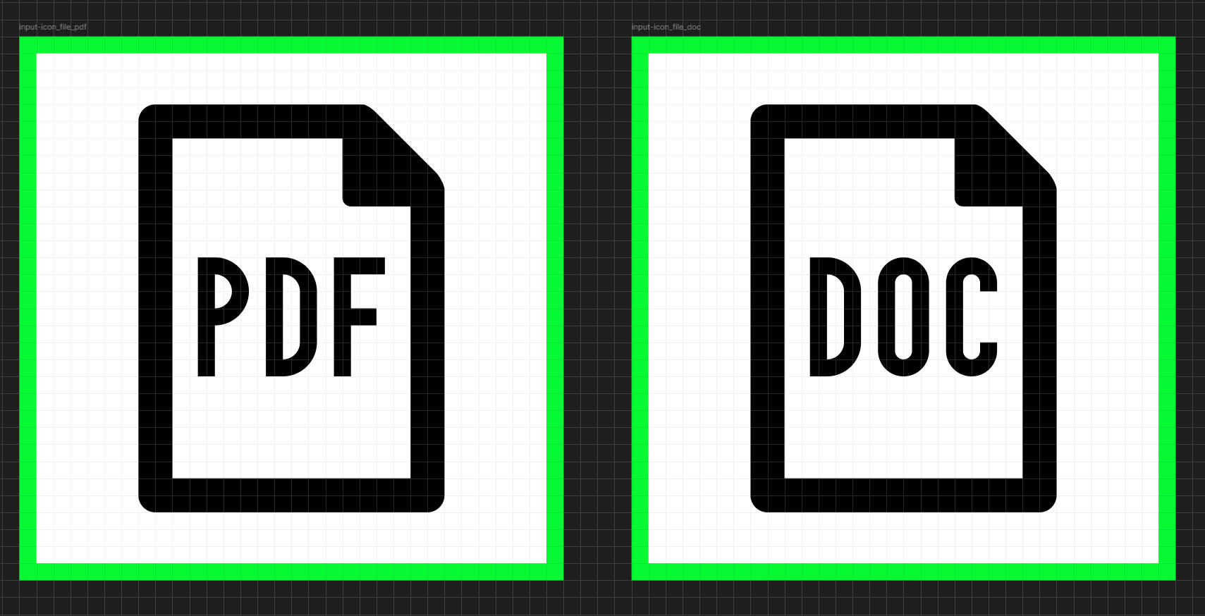 close up of two file format icons with reworked characters