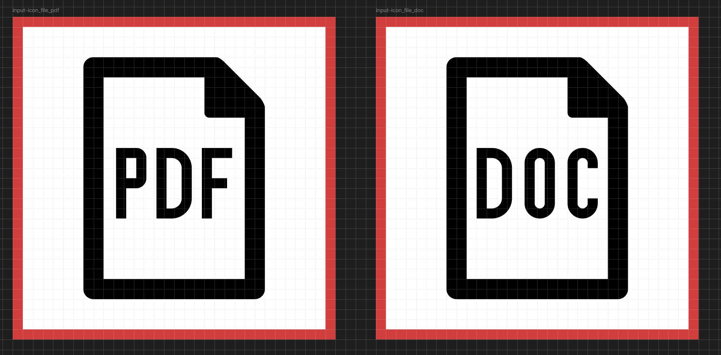 two close ups of icons for file formats showing inconsistencies in the characters