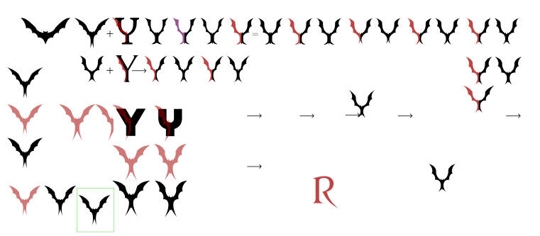 white background with many bats being altered after a character